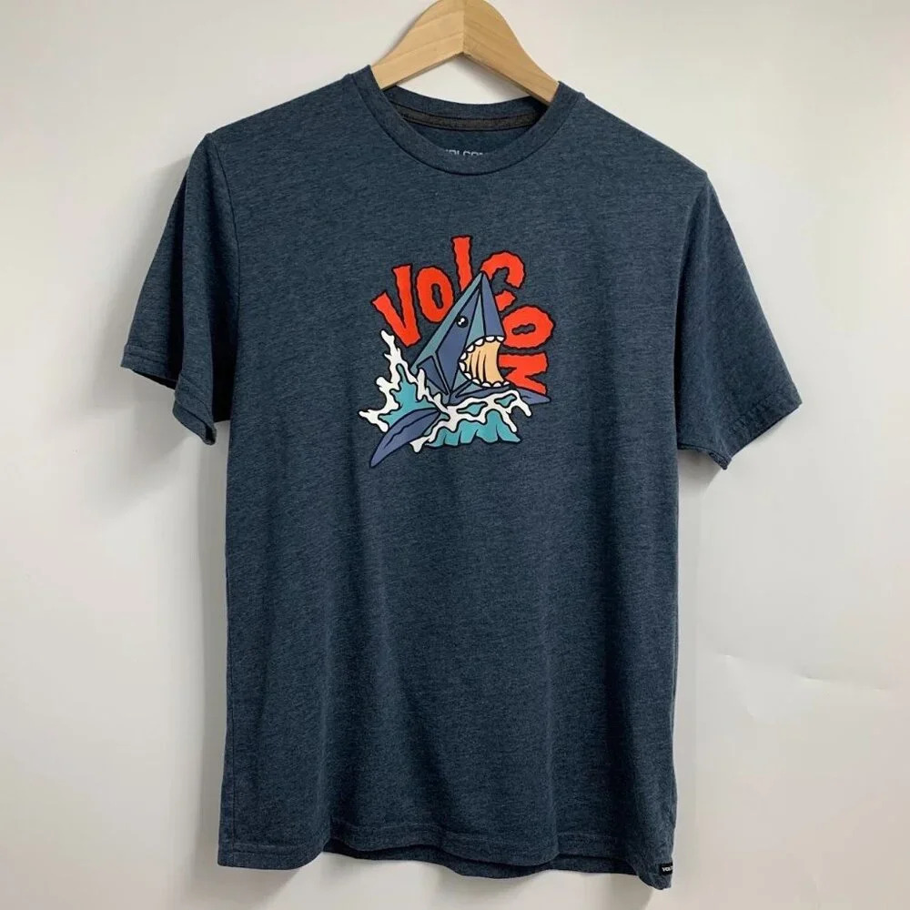 Volcom Boys Geometric Shark Bite‎ Crew Neck Short Sleeve Shirt Size XL